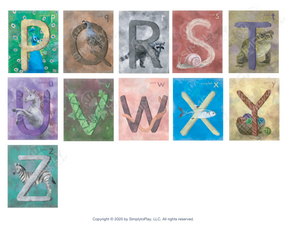 Alphabet Cards Watercolor Printable PDF For Waldorf Montessori Classrooms Homeschool Education ABC